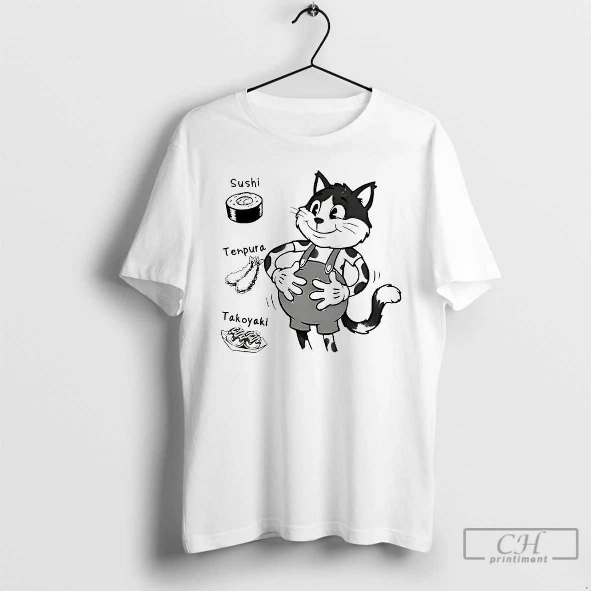 Classic Cute Cat Thats Full Sushi Tempura Takoyaki - Adult & Kids T-Shirts, Sweatshirts & Hoodies apparel design preview 1