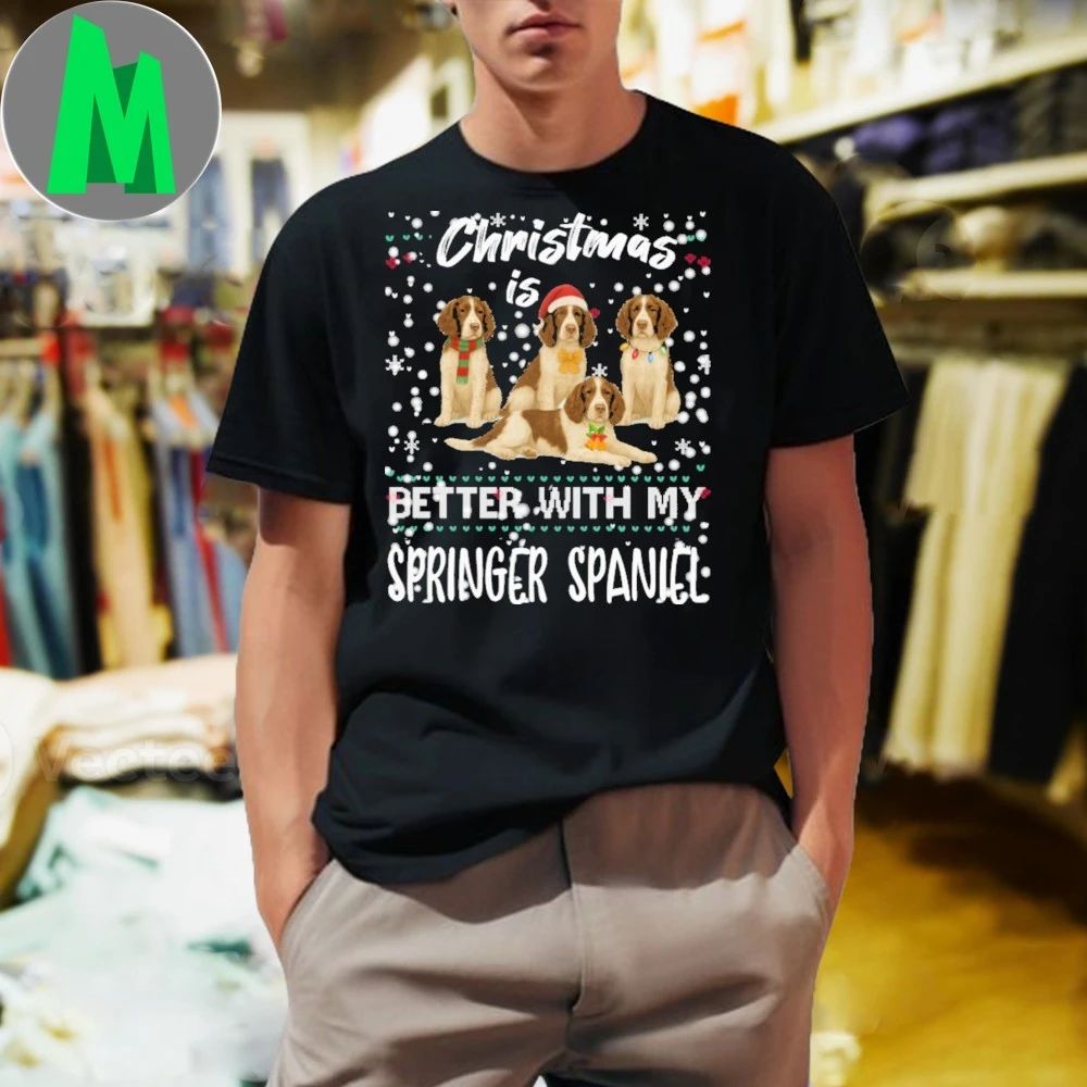 Christmas is better with Springer Spaniel - Adult & Kids T-Shirts, Sweatshirts & Hoodies apparel design preview 1