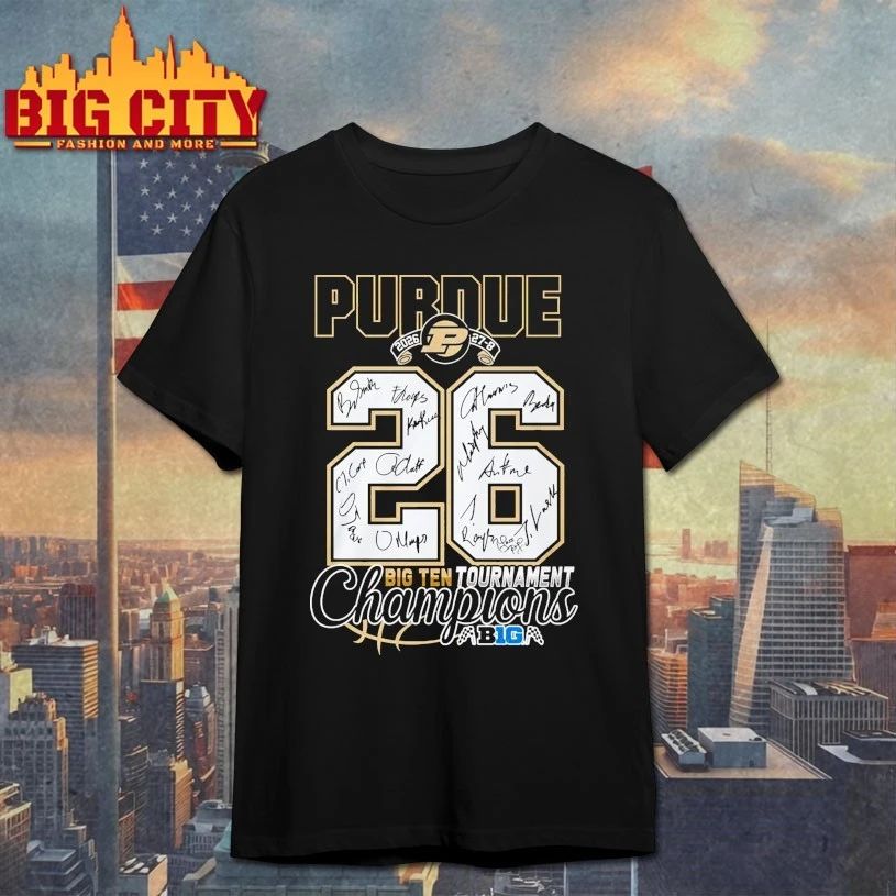 Purdue 2026 27-8 26 big ten tournament champions - Adult & Kids T-Shirts, Sweatshirts & Hoodies apparel design preview 1