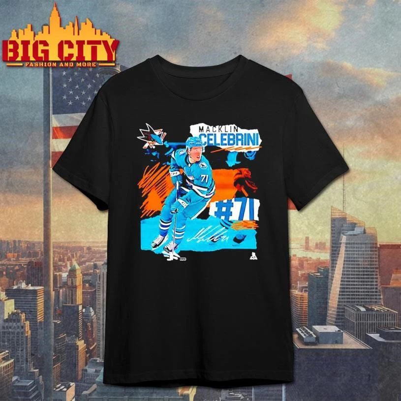 Macklin Celebrini San Jose Sharks Fresh Ice signature - Adult & Kids T-Shirts, Sweatshirts & Hoodies apparel design preview 1