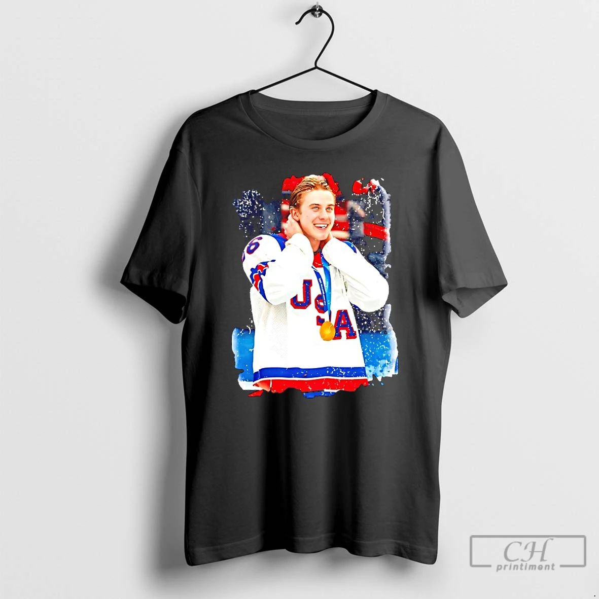 Classic Jack Hughes Usa Hockey 2026 Golden Goal - Adult & Kids T-Shirts, Sweatshirts & Hoodies apparel design preview 1