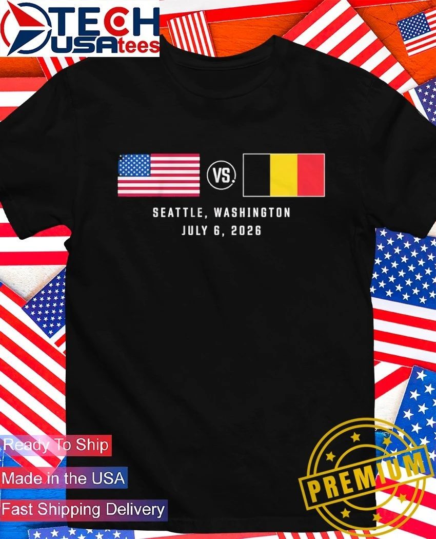 USA vs. Belguim Soccer Matchup July 6 2026 World Cup - Adult & Kids T-Shirts, Sweatshirts & Hoodies apparel design preview 1