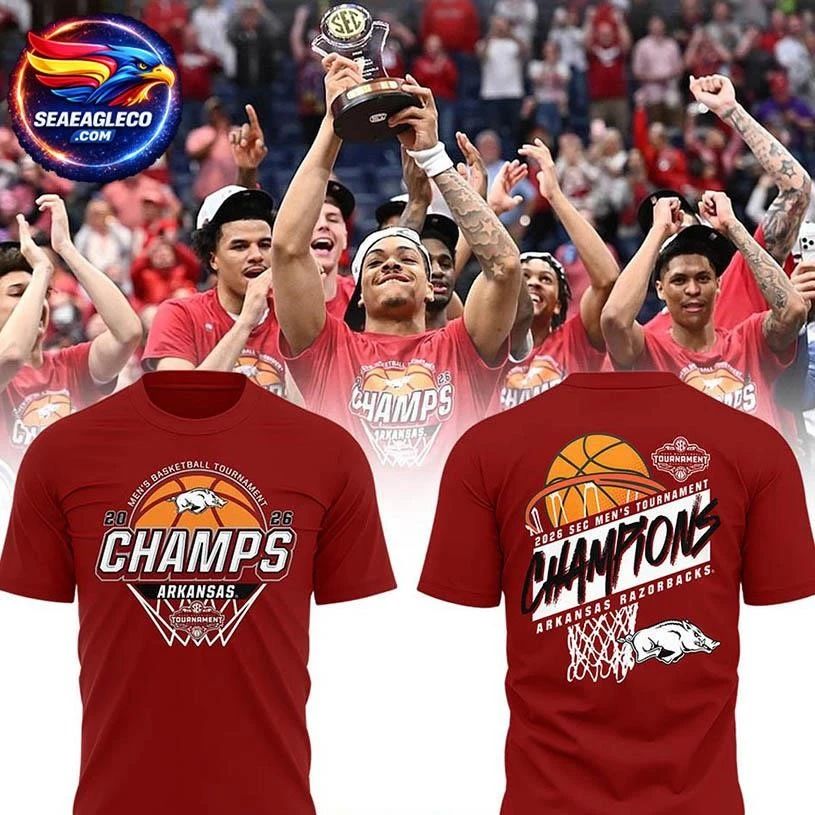 Arkansas Razorbacks SEC Champions Locker Room 2026 - Adult & Kids T-Shirts, Sweatshirts & Hoodies apparel design preview 1