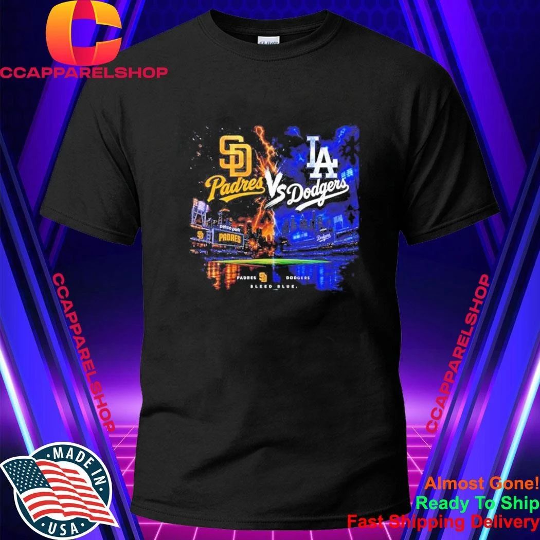 San Diego Padres vs Los Angeles Dodgers Bleed Blue - Adult & Kids T-Shirts, Sweatshirts & Hoodies apparel design preview 1