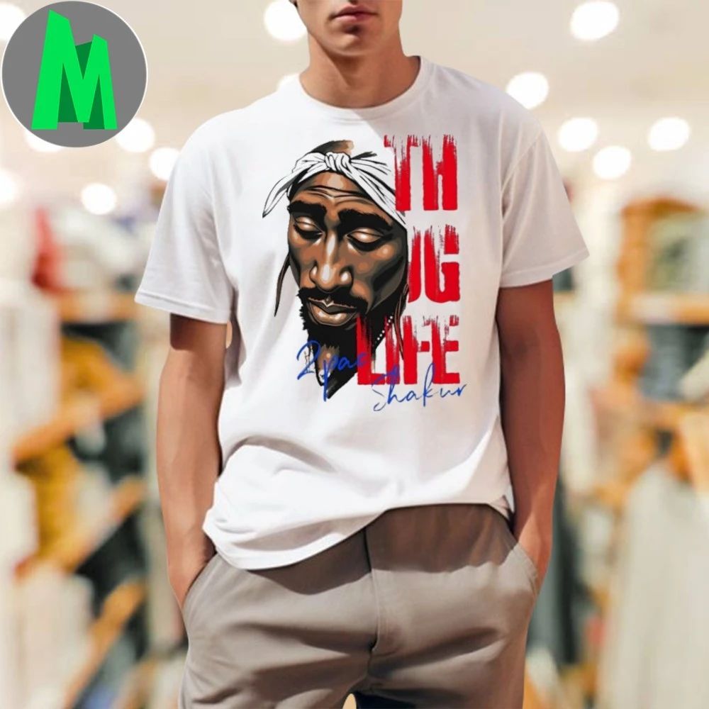 Famous American rapper Tupac Shakur Thug Life 2Pac - Adult & Kids T-Shirts, Sweatshirts & Hoodies apparel design preview 1