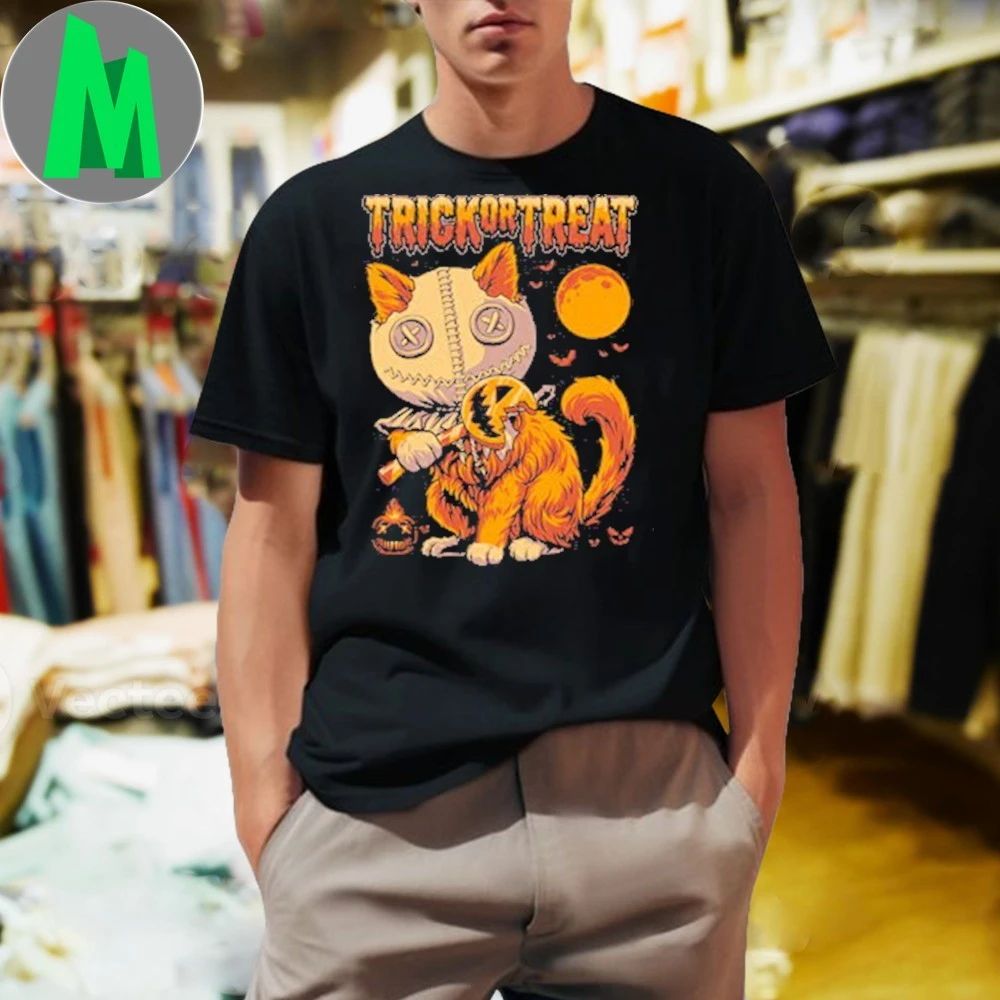 Trick Or Treat Halloween Cat Parody - Adult & Kids T-Shirts, Sweatshirts & Hoodies apparel design preview 1