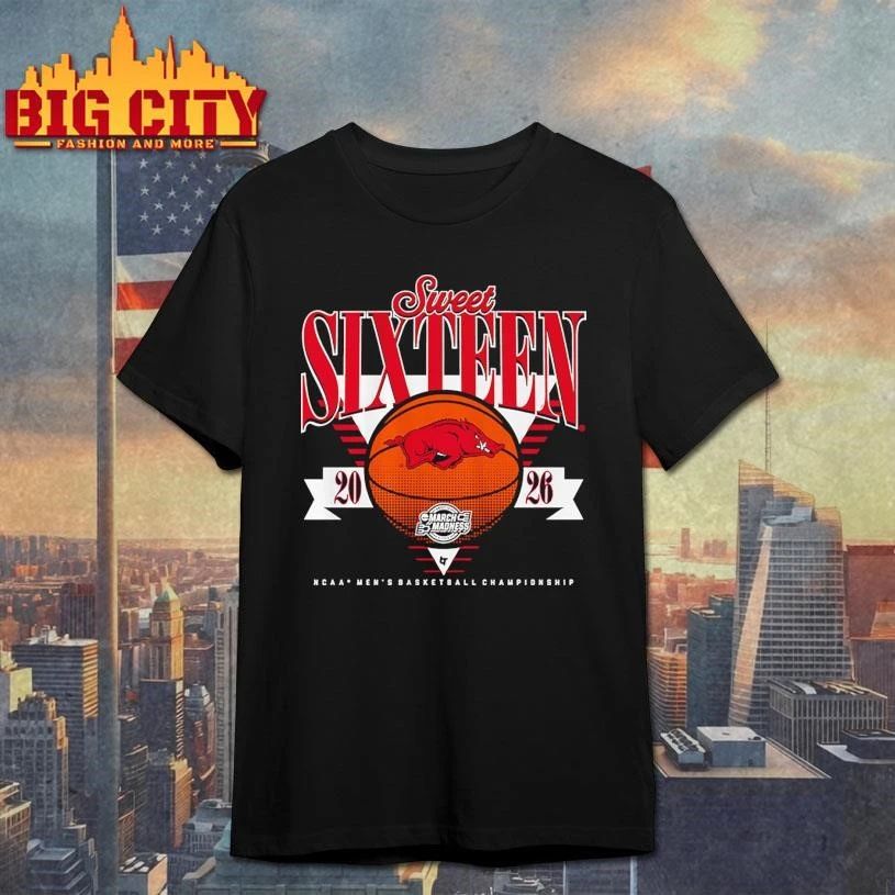 Arkansas Razorbacks MBB Sweet Sixteen 2026 NCAA - Adult & Kids T-Shirts, Sweatshirts & Hoodies apparel design preview 1