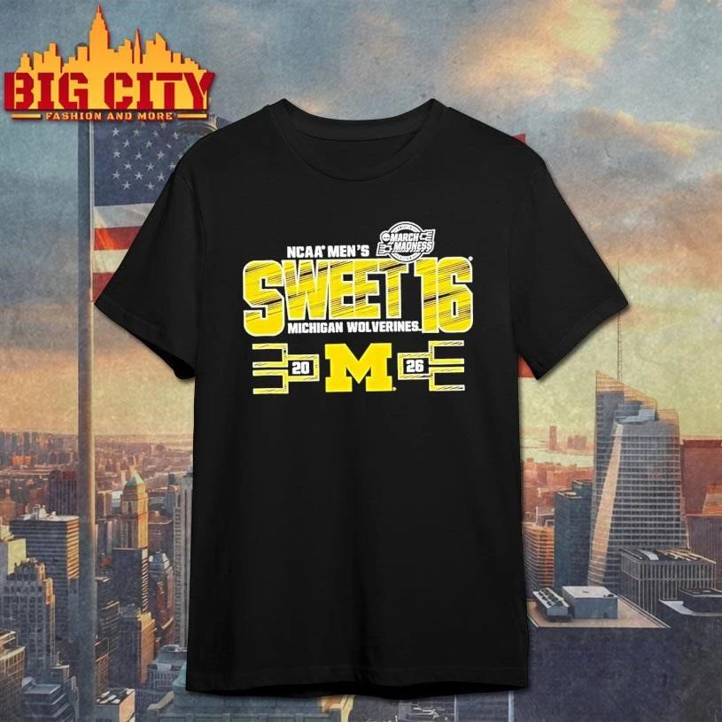 Michigan Wolverines Sweet 16 2026 Mens March Madness - Adult & Kids T-Shirts, Sweatshirts & Hoodies apparel design preview 1