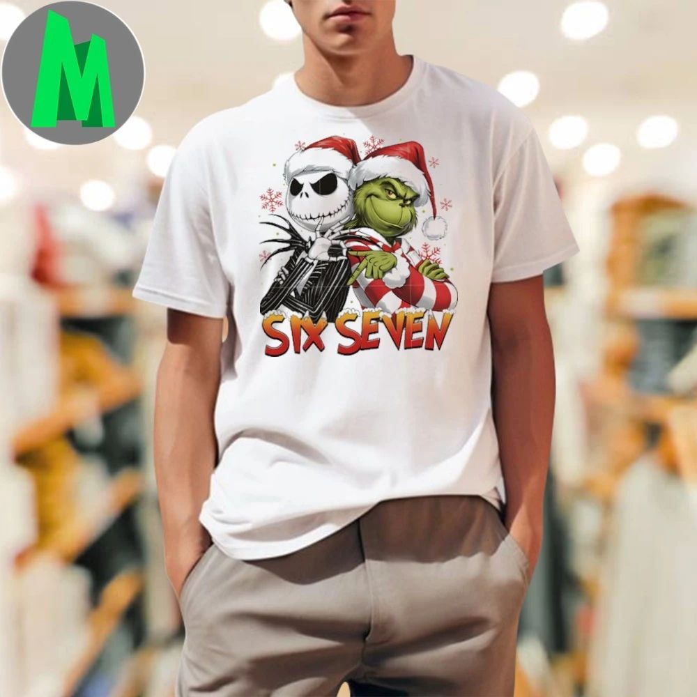 Jack skelington and grinch meme png, six seven - Adult & Kids T-Shirts, Sweatshirts & Hoodies apparel design preview 1
