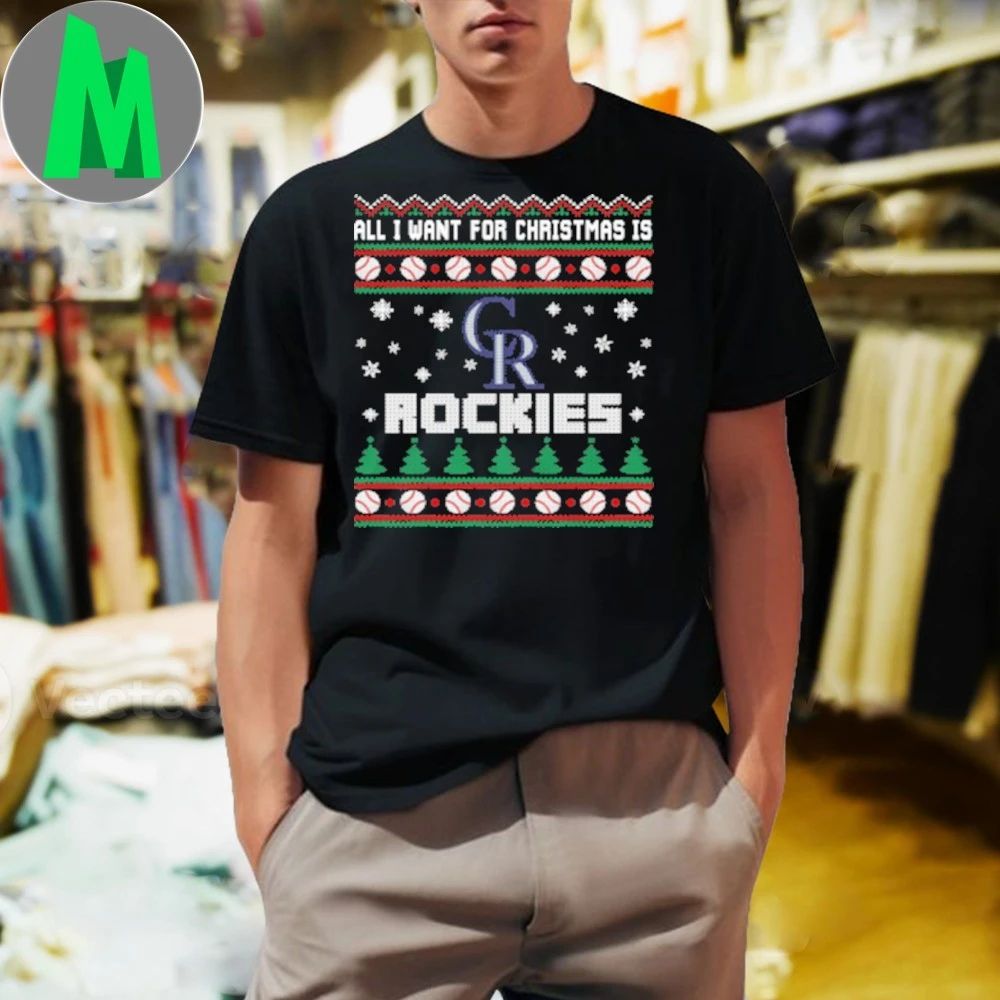 MLB All I Want For Christmas Is Colorado Rockies - Adult & Kids T-Shirts, Sweatshirts & Hoodies apparel design preview 1
