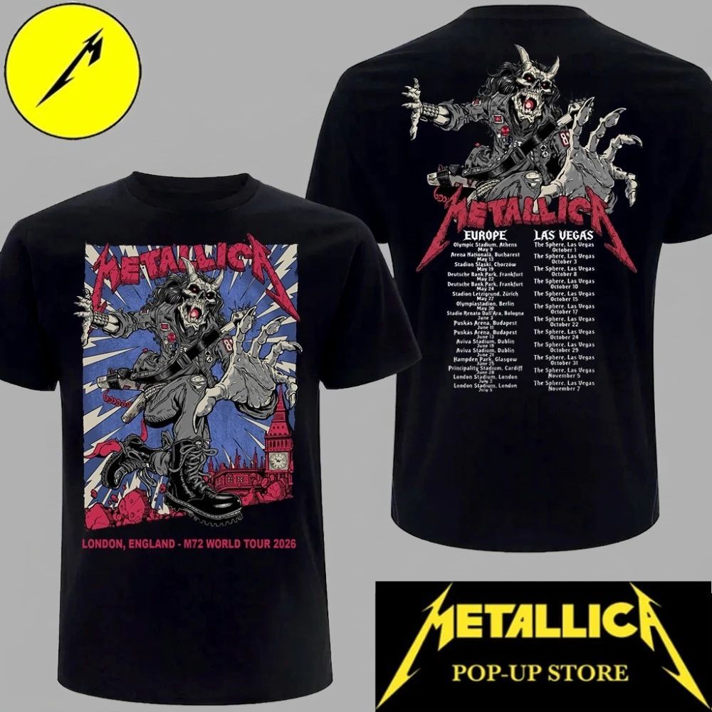 Premium Metallica London 2026 M72 Tour Two-Sided - Adult & Kids T-Shirts, Sweatshirts & Hoodies apparel design preview 1