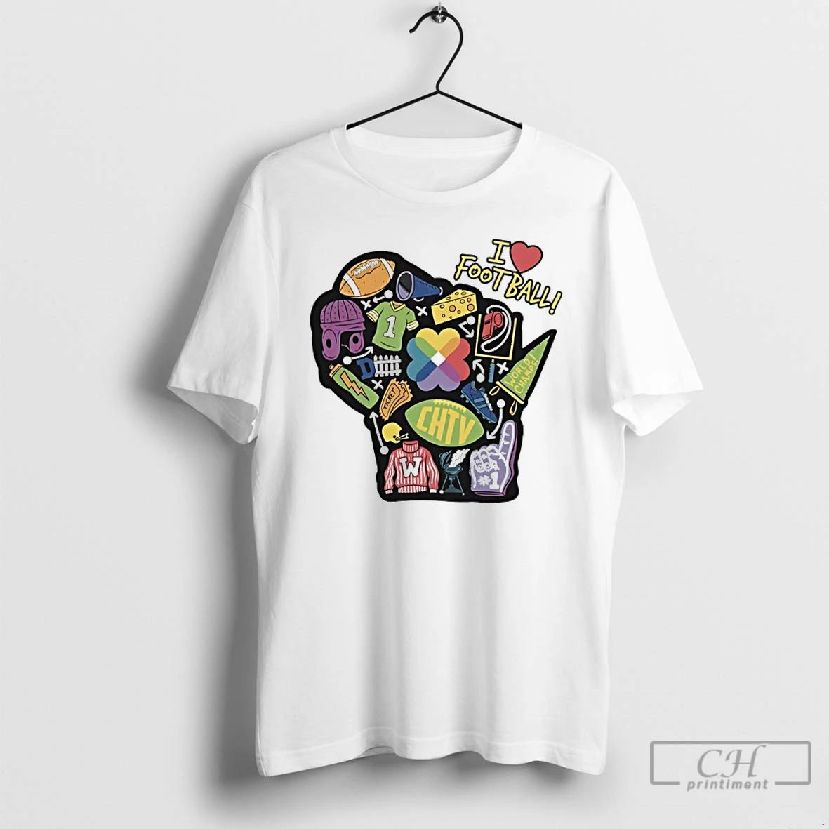 Classic I Love Football Art - Adult & Kids T-Shirts, Sweatshirts & Hoodies apparel design preview 1