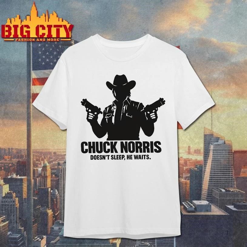 Chuck Norris He Doesnt Sleep Waits Vintage - Adult & Kids T-Shirts, Sweatshirts & Hoodies apparel design preview 1