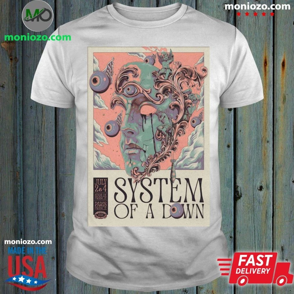 Original System Of A Down Paris France 7 2-7 4 2026 - Adult & Kids T-Shirts, Sweatshirts & Hoodies apparel design preview 1