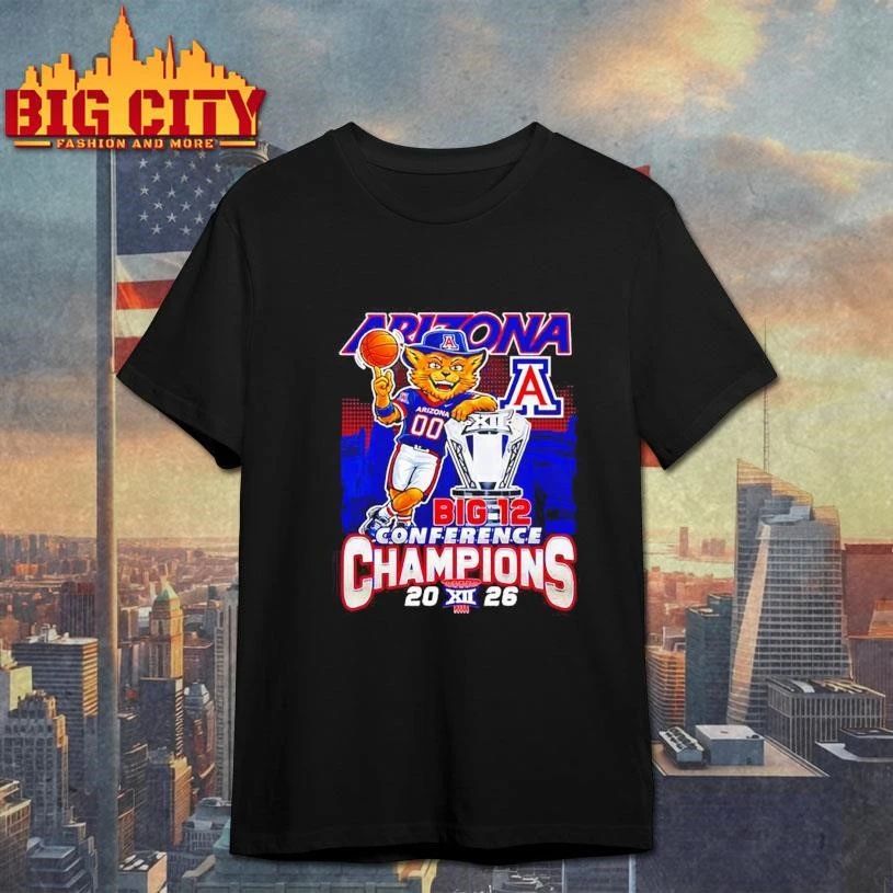 Arizona Wildcats' 2026 Big 12 Tournament Champions - Adult & Kids T-Shirts, Sweatshirts & Hoodies apparel design preview 1