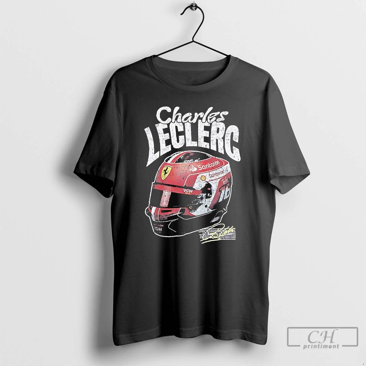Classic F1 Racing Charles Leclerc Helmet Signature - Adult & Kids T-Shirts, Sweatshirts & Hoodies apparel design preview 1