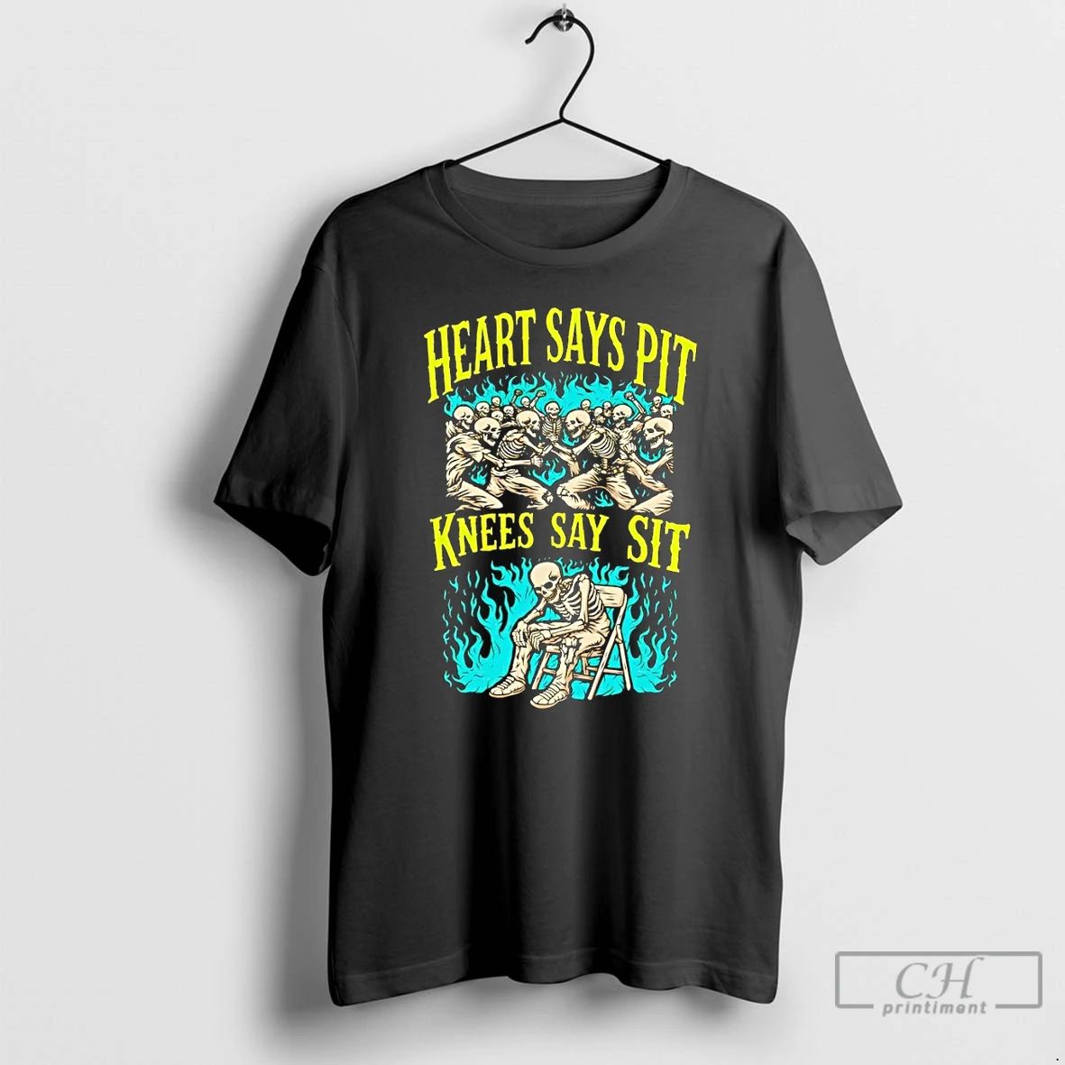Classic Skeleton Heart Says Pit Knees Say Sit Vintage - Adult & Kids T-Shirts, Sweatshirts & Hoodies apparel design preview 1