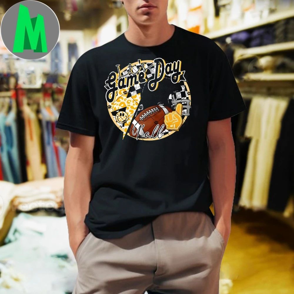 It's Game Day Y'all Retro Football Team Spirit Black - Adult & Kids T-Shirts, Sweatshirts & Hoodies apparel design preview 1