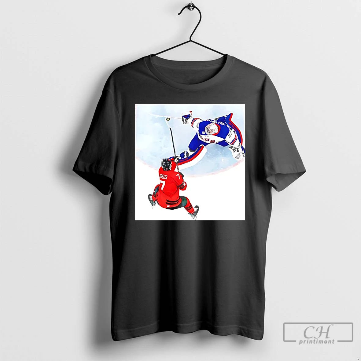 Classic Connor Hellebuyck Goalie Save Usa Gold - Adult & Kids T-Shirts, Sweatshirts & Hoodies apparel design preview 1