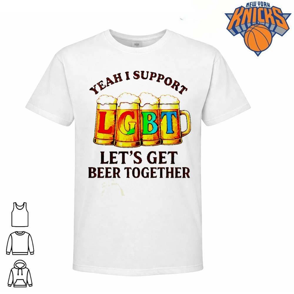 I Support LGBT Let's Get Beer Together funny rainbow - Adult & Kids T-Shirts, Sweatshirts & Hoodies apparel design preview 1