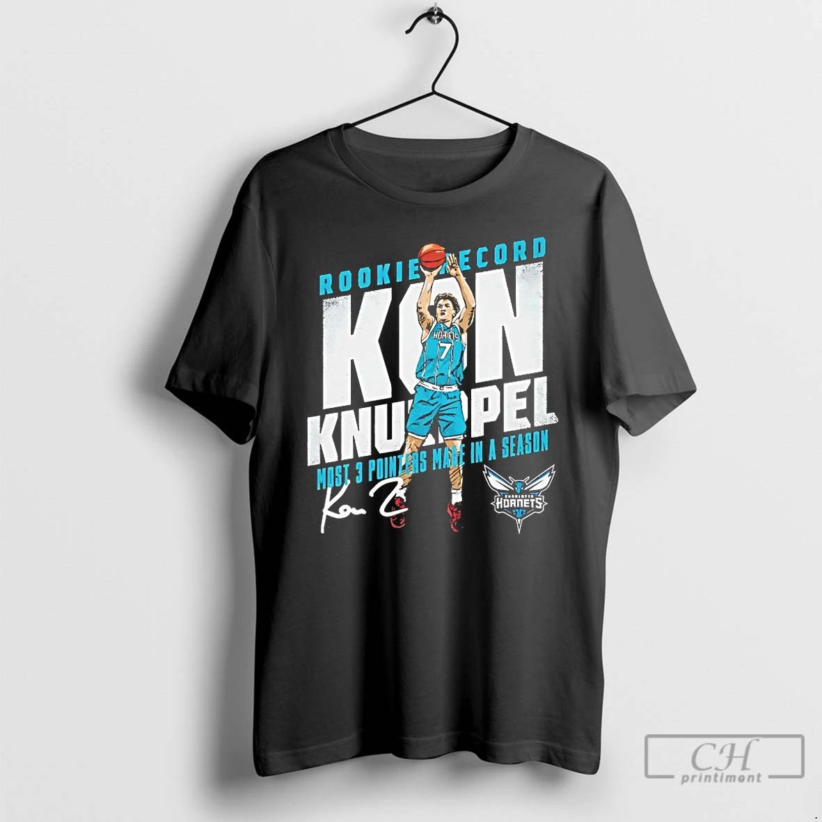 Classic Kon Knueppel Charlotte Hornets Rookie Record - Adult & Kids T-Shirts, Sweatshirts & Hoodies apparel design preview 1