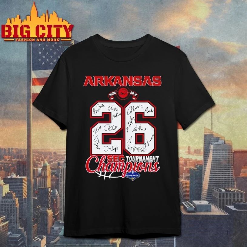 Arkansas Razorbacks 2026 Sec tournament champions 26 - Adult & Kids T-Shirts, Sweatshirts & Hoodies apparel design preview 1