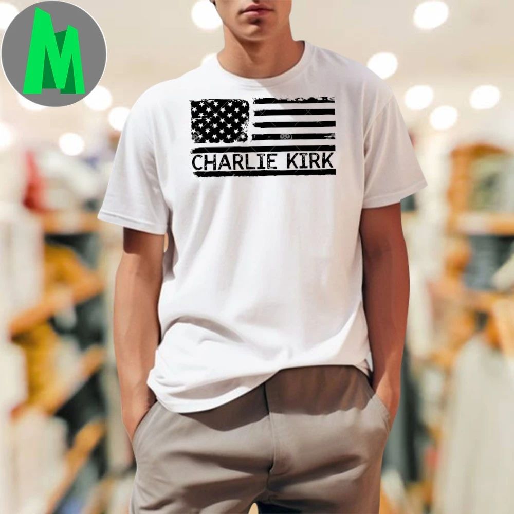 Charlie Kirk American Flag Pray for - Adult & Kids T-Shirts, Sweatshirts & Hoodies apparel design preview 1