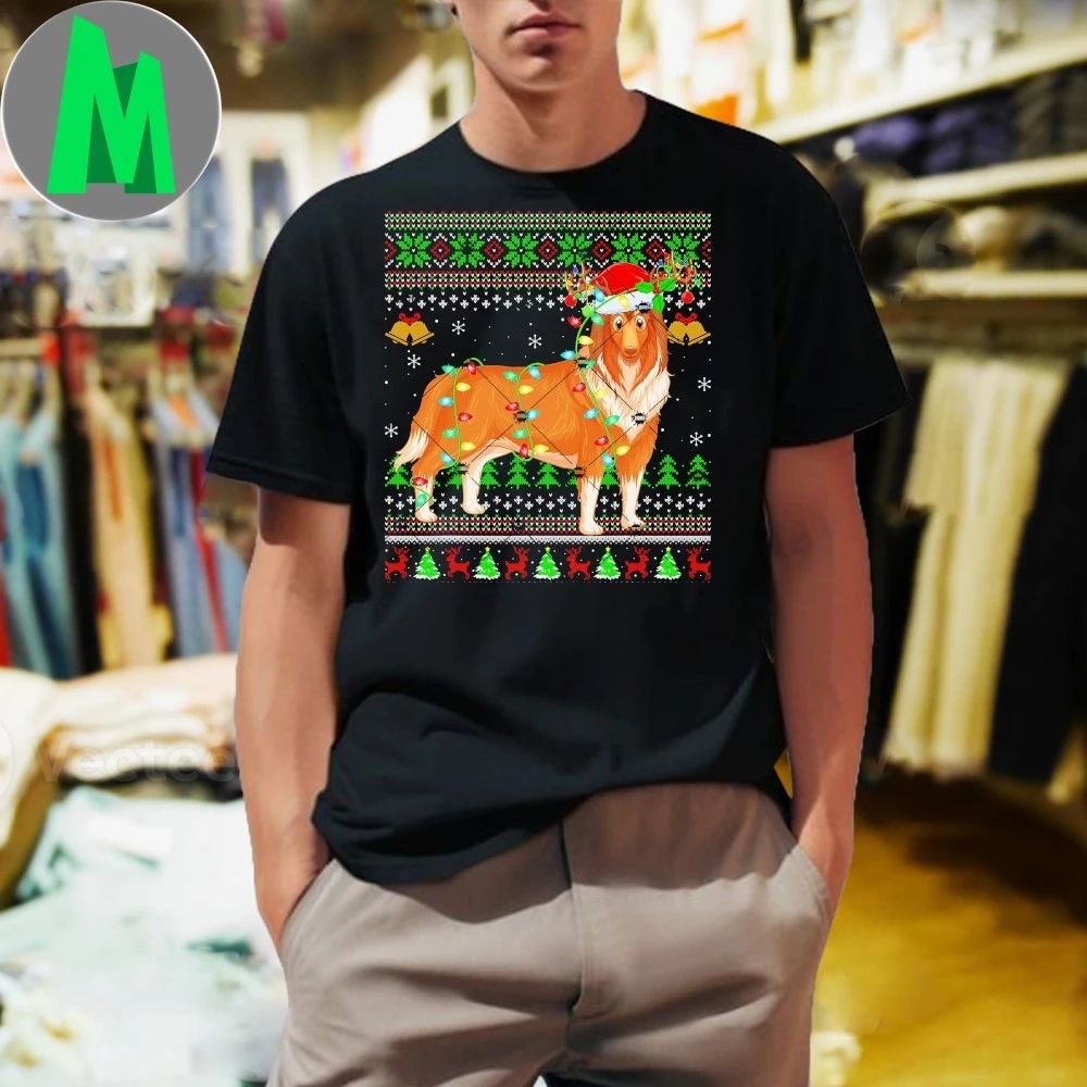 Rough Collie Dog Ugly Christmas Sweaters Holiday - Adult & Kids T-Shirts, Sweatshirts & Hoodies apparel design preview 1