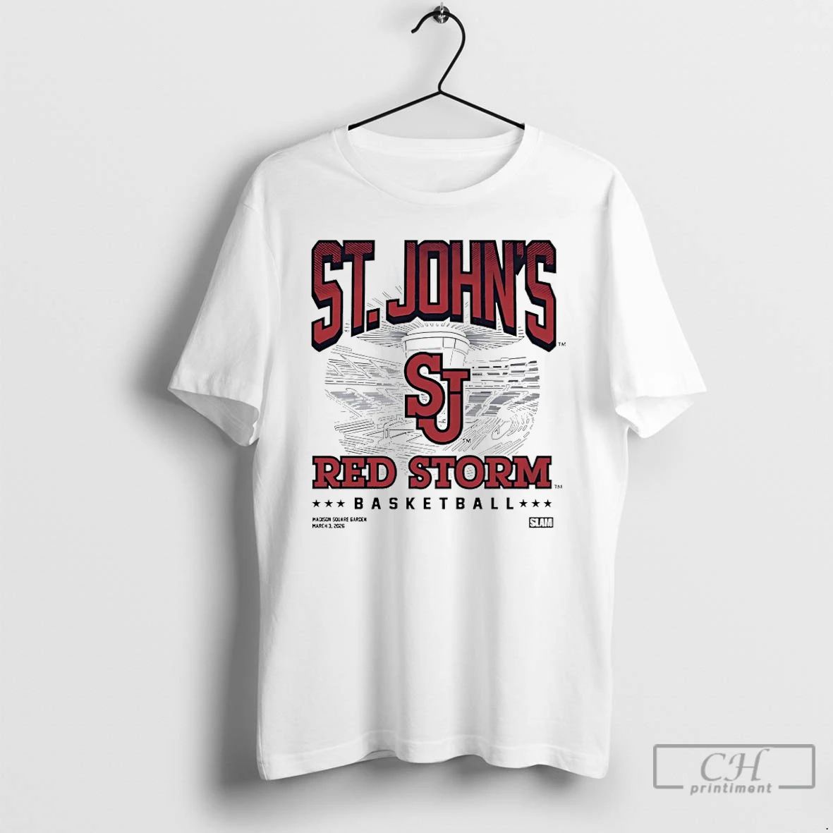 Classic St Johns Red Storm Basketball Slam - Adult & Kids T-Shirts, Sweatshirts & Hoodies apparel design preview 1