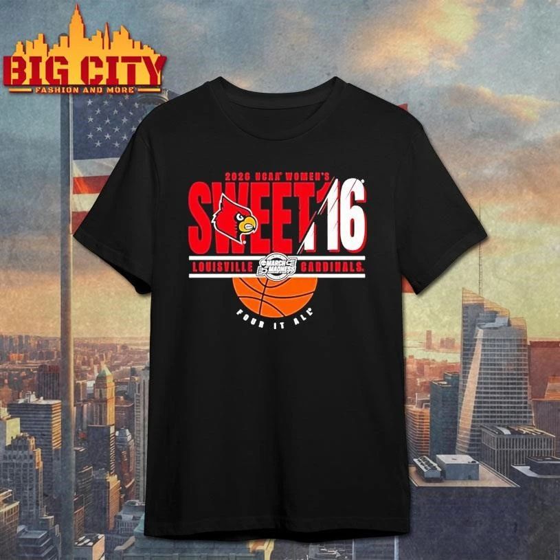 Louisville Cardinals Sweet 16 2026 Womens March - Adult & Kids T-Shirts, Sweatshirts & Hoodies apparel design preview 1