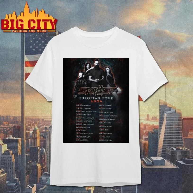 Skillet Band European Tour 2026 Schedule Dates Poster - Adult & Kids T-Shirts, Sweatshirts & Hoodies apparel design preview 1