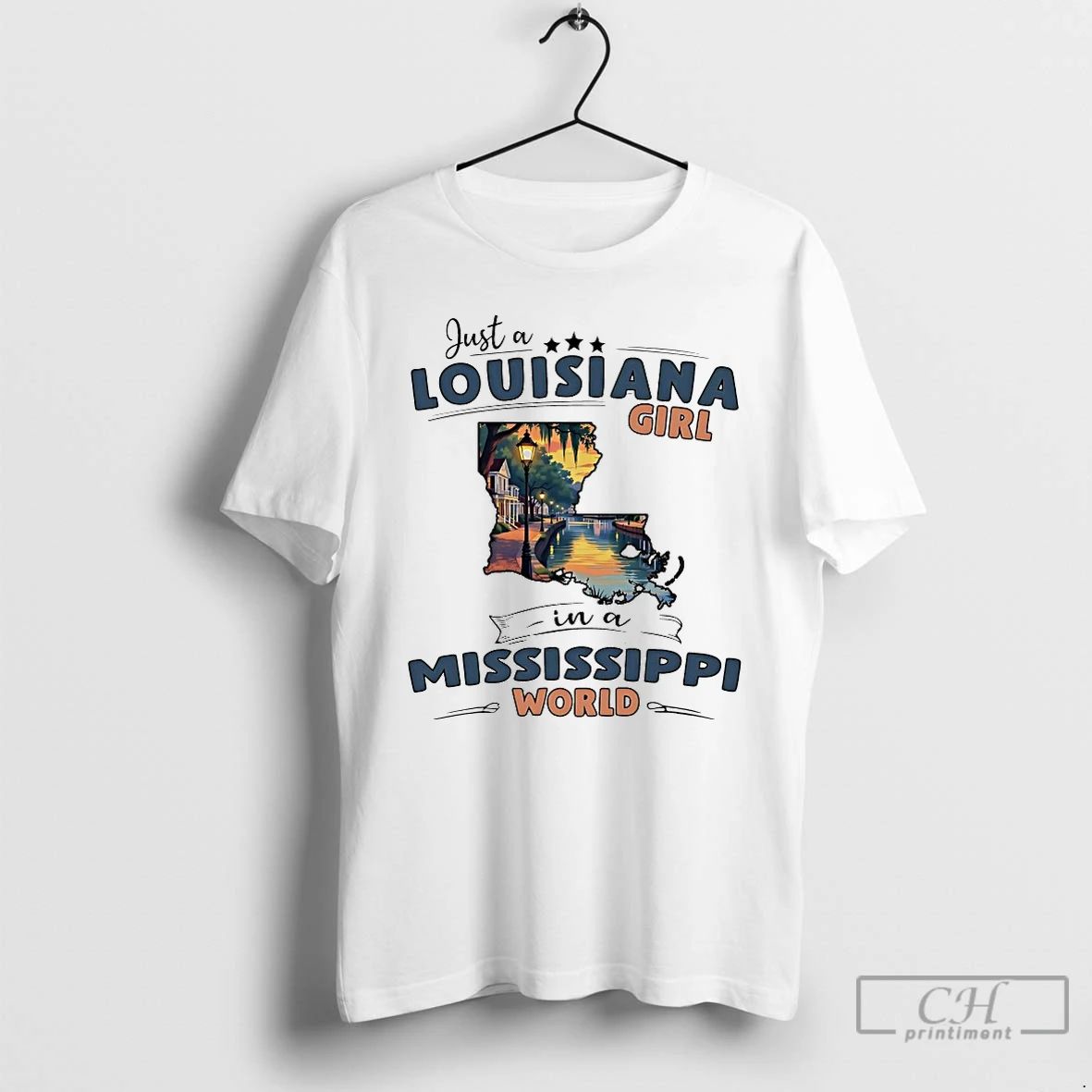 Classic Just A Louisiana Girl In Mississippi World - Adult & Kids T-Shirts, Sweatshirts & Hoodies apparel design preview 1