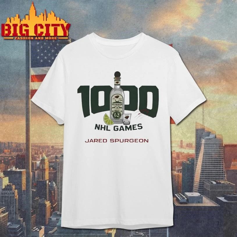 Jared Spurgeon 1000 nhl Games - Adult & Kids T-Shirts, Sweatshirts & Hoodies apparel design preview 1
