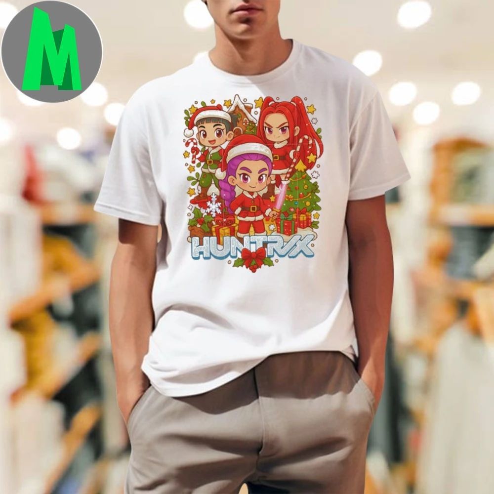 Chibi huntrix santa claus christmas background - Adult & Kids T-Shirts, Sweatshirts & Hoodies apparel design preview 1