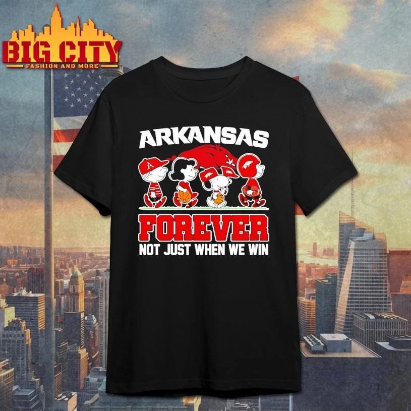 Peanuts Characters Arkansas Razorback Forever Not - Adult & Kids T-Shirts, Sweatshirts & Hoodies apparel design preview 1