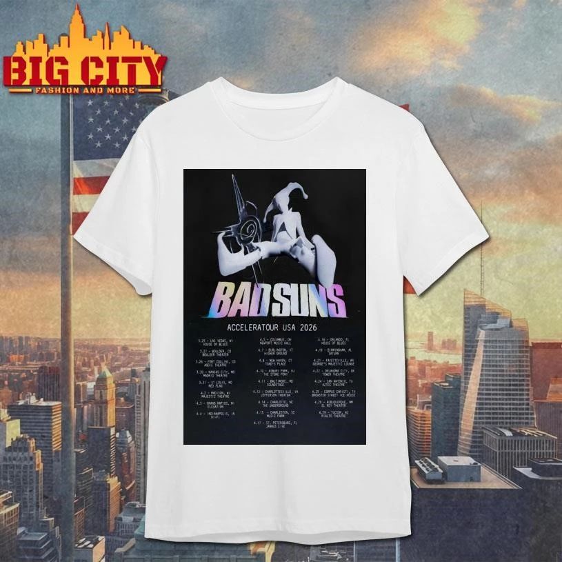 Bad Suns 2026 USA Acceleratour Poster - Adult & Kids T-Shirts, Sweatshirts & Hoodies apparel design preview 1
