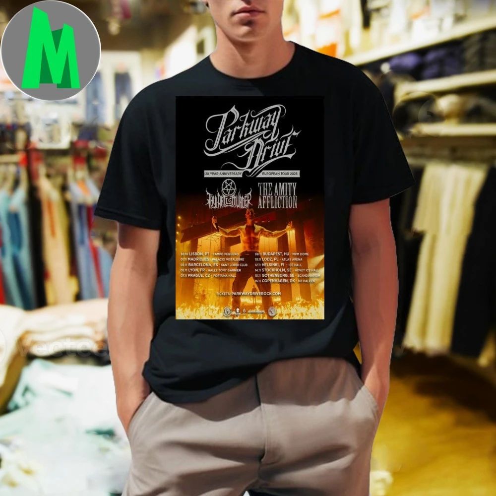 Parkway Drive 20 Year Anniversary European New Tour - Adult & Kids T-Shirts, Sweatshirts & Hoodies apparel design preview 1