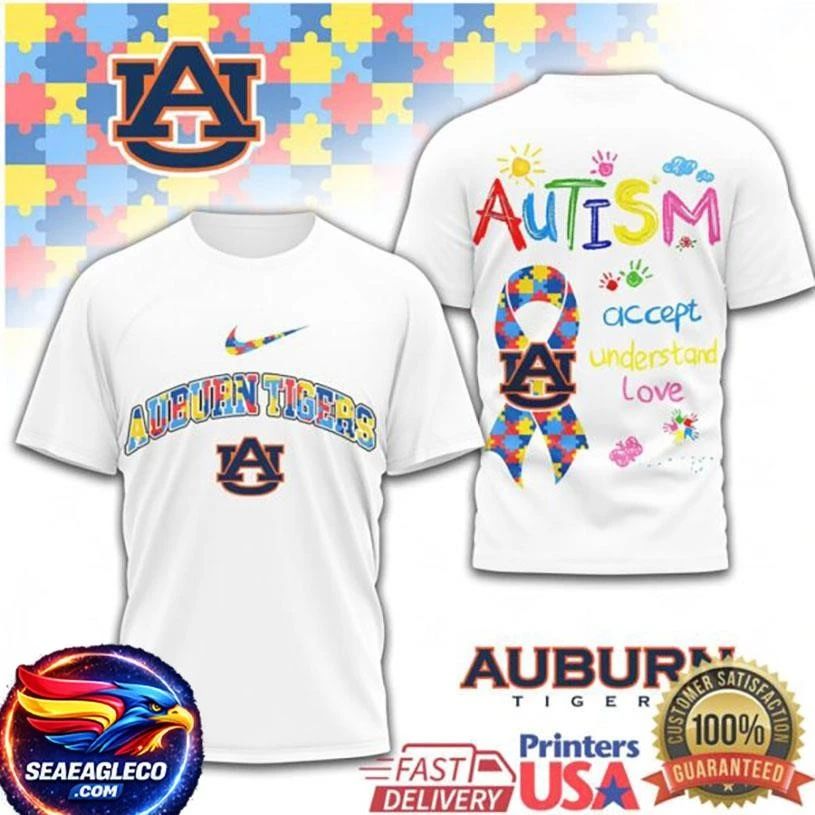 Auburn Tigers Autism Awareness Accept Understand Love - Adult & Kids T-Shirts, Sweatshirts & Hoodies apparel design preview 1