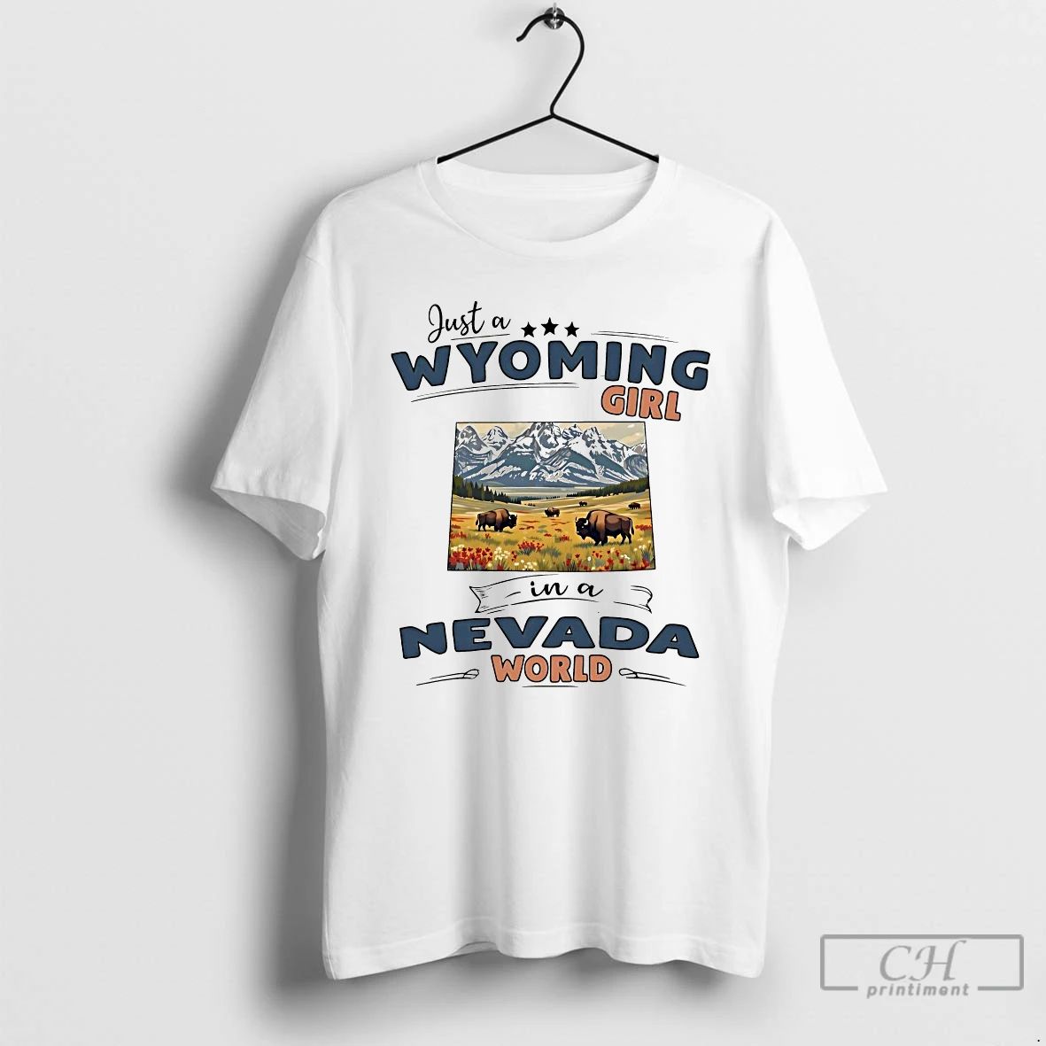 Classic Just A Wyoming Girl In Nevada World - Adult & Kids T-Shirts, Sweatshirts & Hoodies apparel design preview 1