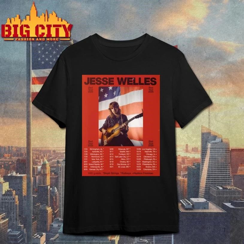 Jesse Welles Red Tour 2026 Schedule Dates Poster - Adult & Kids T-Shirts, Sweatshirts & Hoodies apparel design preview 1