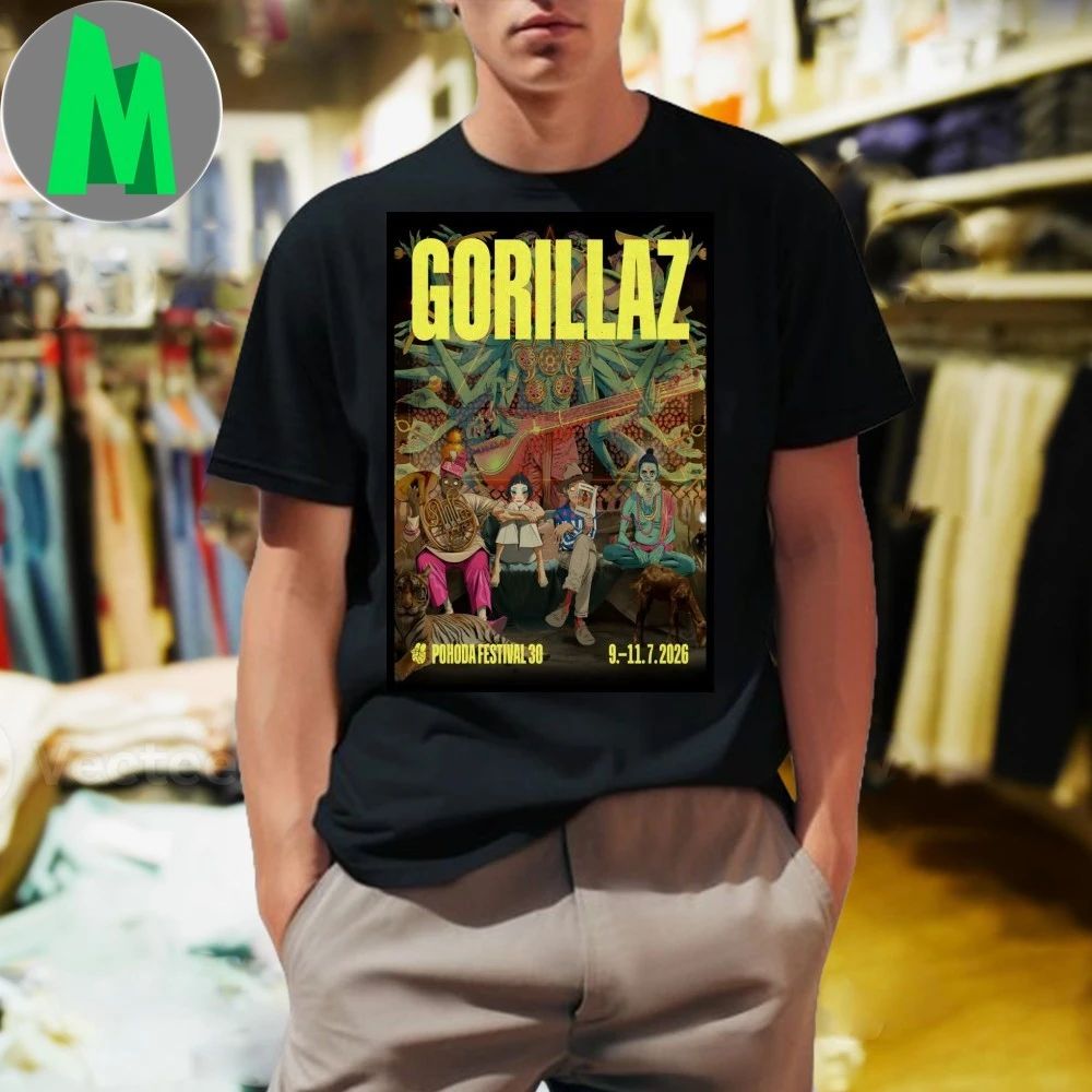 Gorillaz Trenčín Slovakia July 9-11 2026 Poster - Adult & Kids T-Shirts, Sweatshirts & Hoodies apparel design preview 1