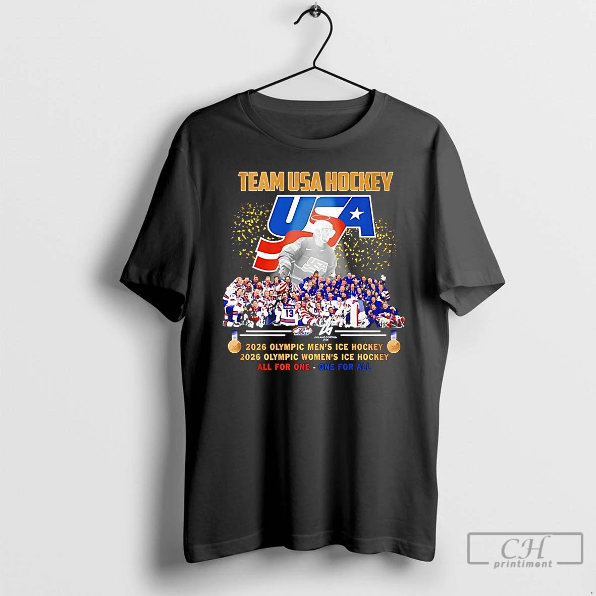 Classic Team Usa Hockey Golden Glory 2026 National - Adult & Kids T-Shirts, Sweatshirts & Hoodies apparel design preview 1