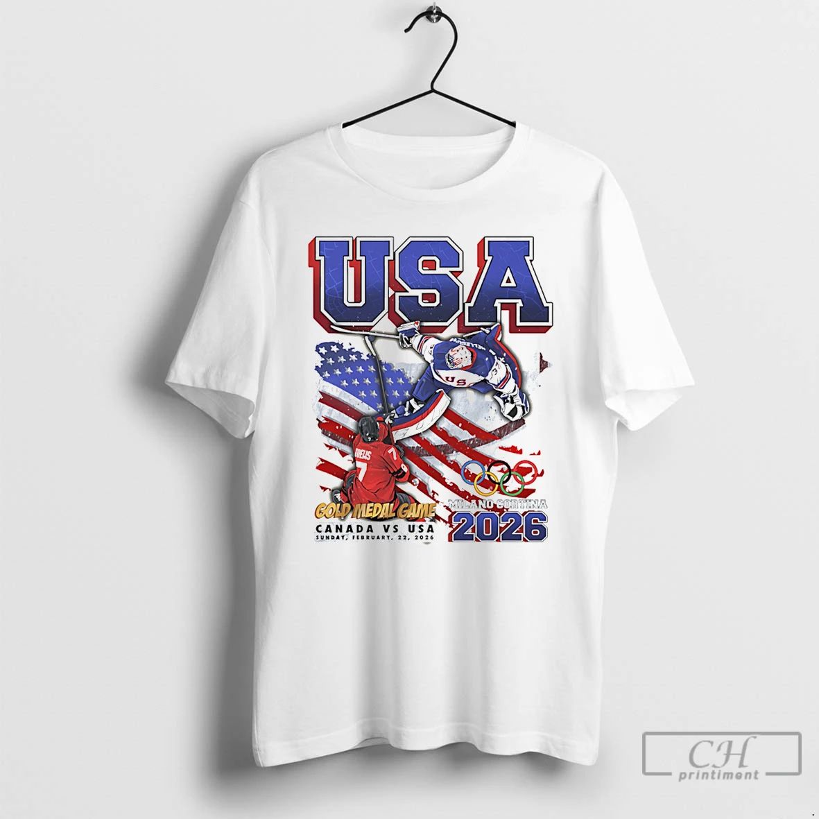 Classic Usa Hockey Gold Medal Dame Milano Cortina - Adult & Kids T-Shirts, Sweatshirts & Hoodies apparel design preview 1
