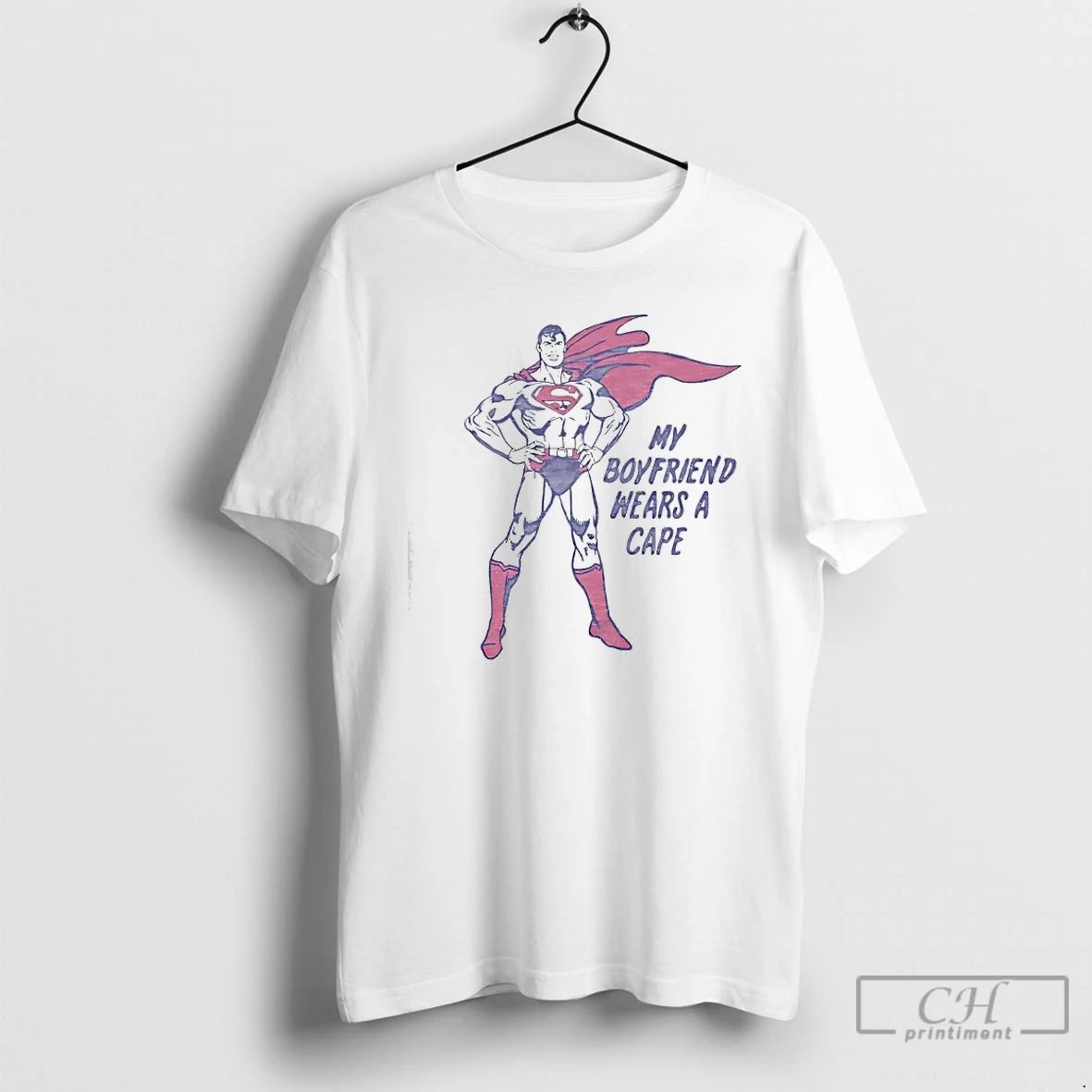 Classic Superman My Boyfriend Wears A Cape - Adult & Kids T-Shirts, Sweatshirts & Hoodies apparel design preview 1