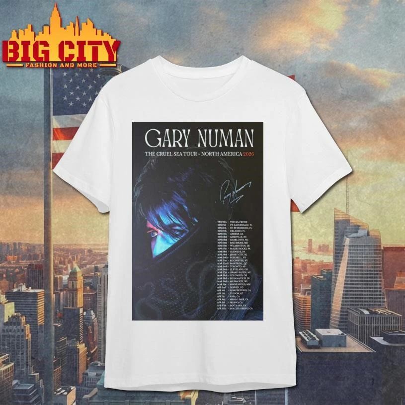 Gary Numan SIGNED 2026 Tour The Cruel Sea Poster - Adult & Kids T-Shirts, Sweatshirts & Hoodies apparel design preview 1