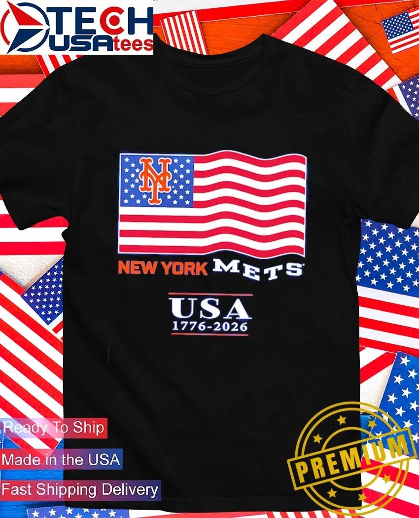 New York Mets USA 1776-2026 flag - Adult & Kids T-Shirts, Sweatshirts & Hoodies apparel design preview 1