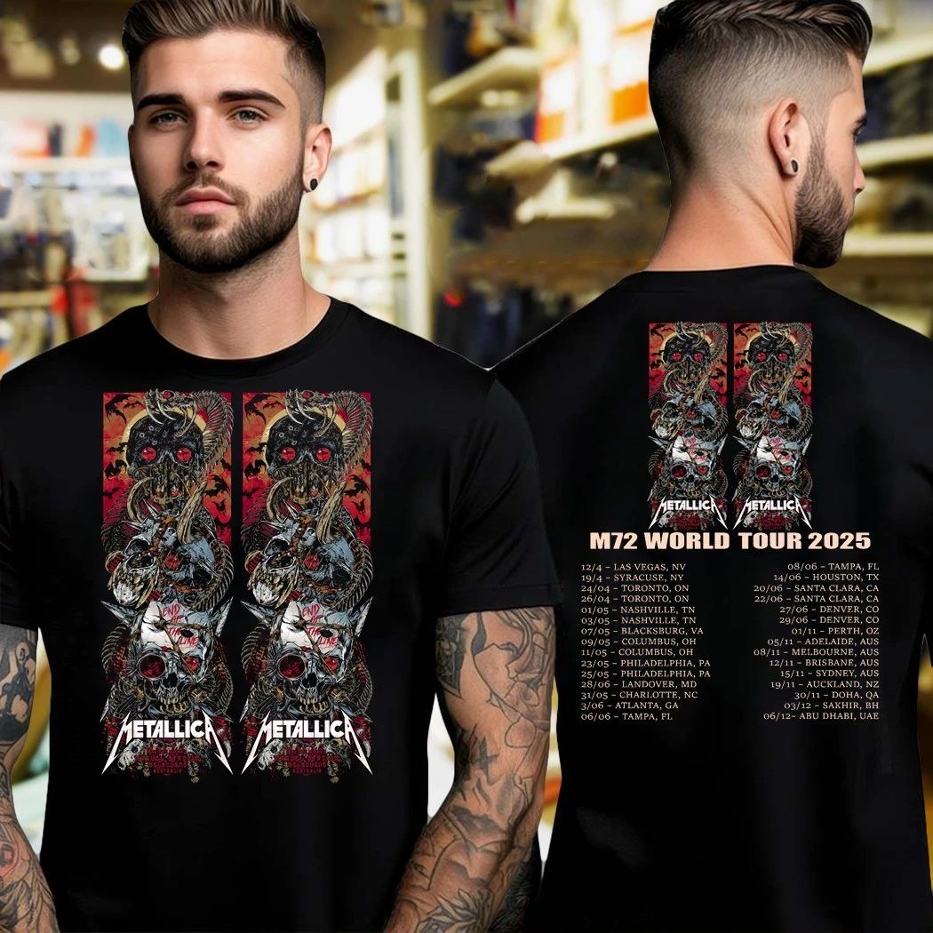 Heavy metal band Metallica's M72 World Tour 2025 - Adult & Kids T-Shirts, Sweatshirts & Hoodies apparel design preview 1