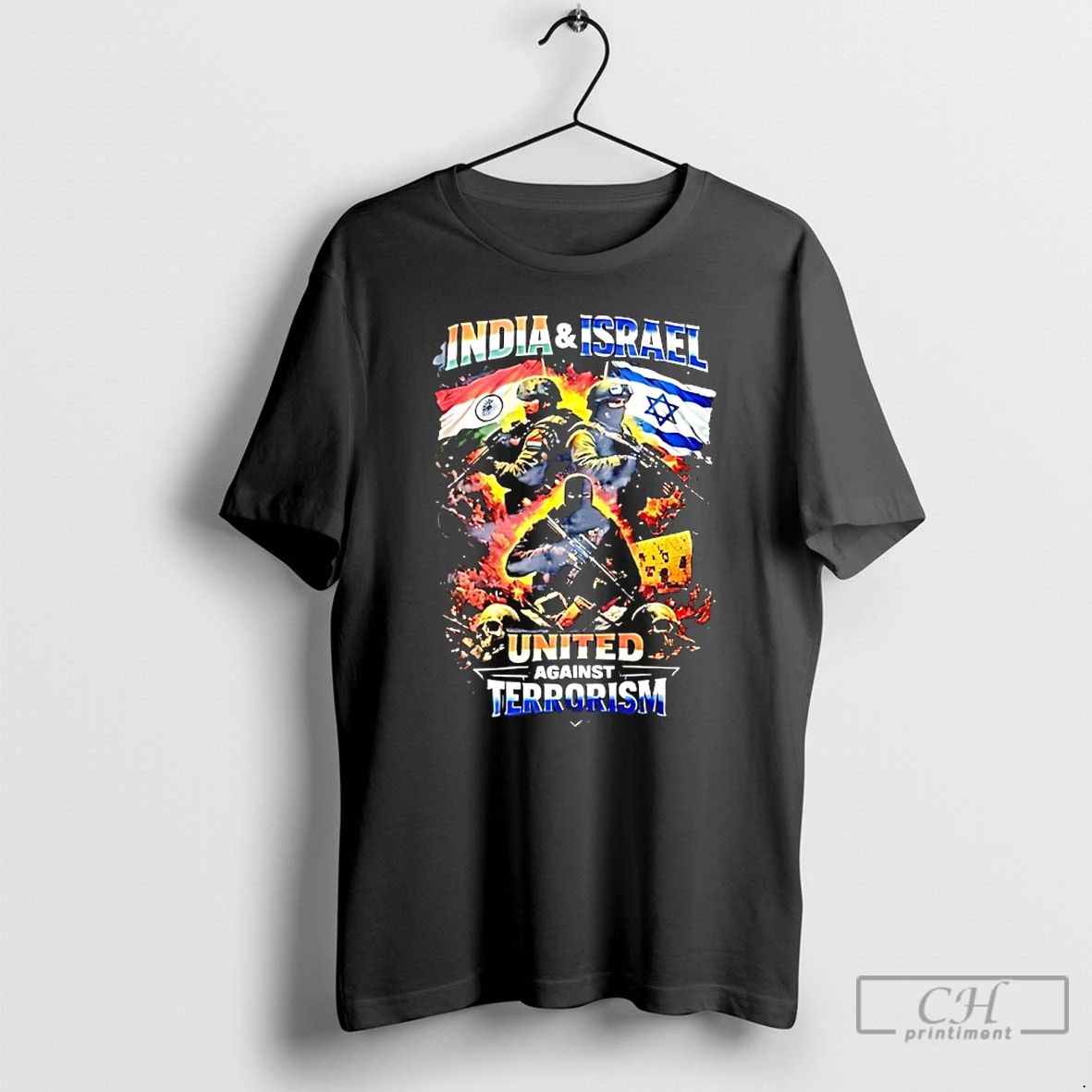 Classic India And Israel United Against Terrorism - Adult & Kids T-Shirts, Sweatshirts & Hoodies apparel design preview 1