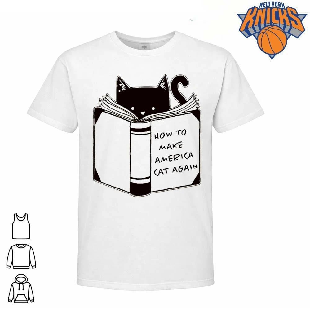 How To Make America Cat Again Cute Black Reading Book - Adult & Kids T-Shirts, Sweatshirts & Hoodies apparel design preview 1