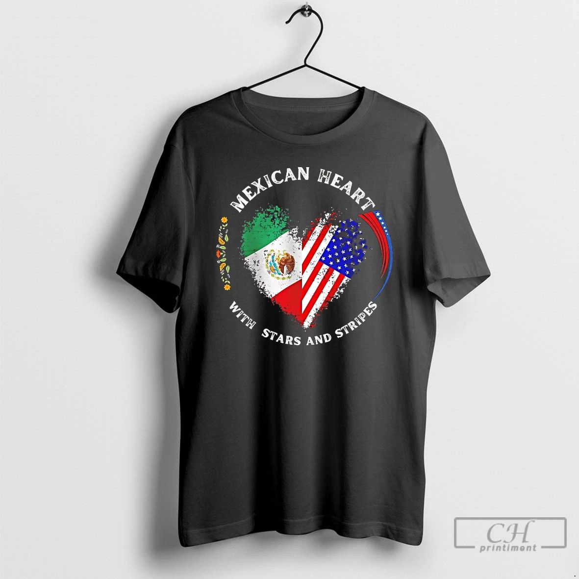 Classic Mexican Heart With Stars And Stripes - Adult & Kids T-Shirts, Sweatshirts & Hoodies apparel design preview 1